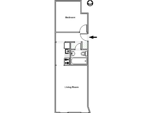 New York 1 Camera da letto appartamento - piantina approssimativa dell' appartamento  (NY-7835)