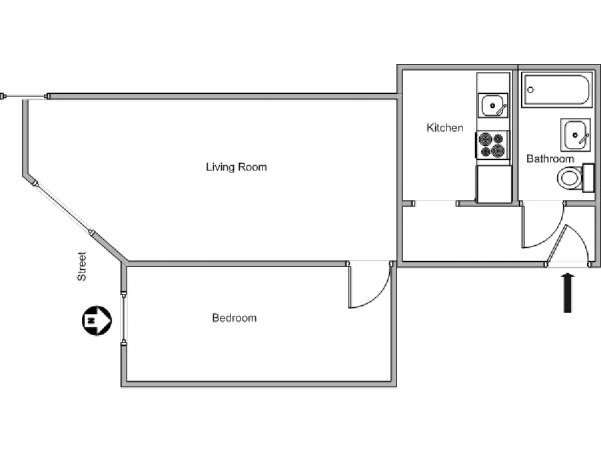 New York 1 Camera da letto appartamento - piantina approssimativa dell' appartamento  (NY-7917)