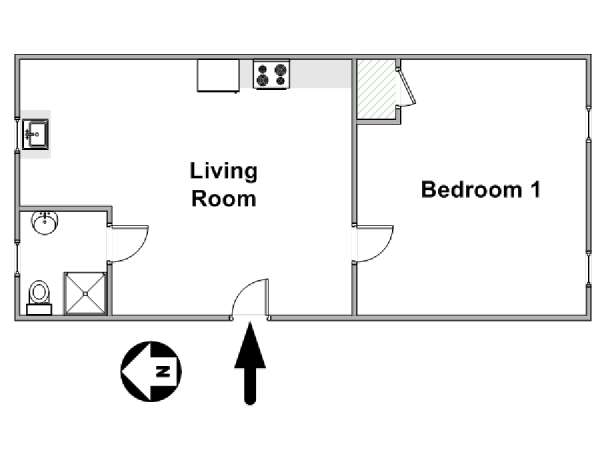 New York 1 Bedroom apartment - apartment layout  (NY-8088)