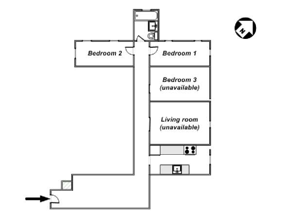 New York 3 Camere da letto stanza in affitto - piantina approssimativa dell' appartamento  (NY-8264)