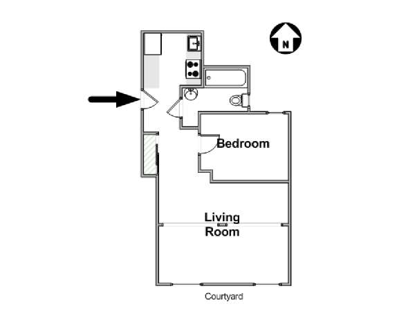 New York Grande monolocale appartamento - piantina approssimativa dell' appartamento  (NY-8557)