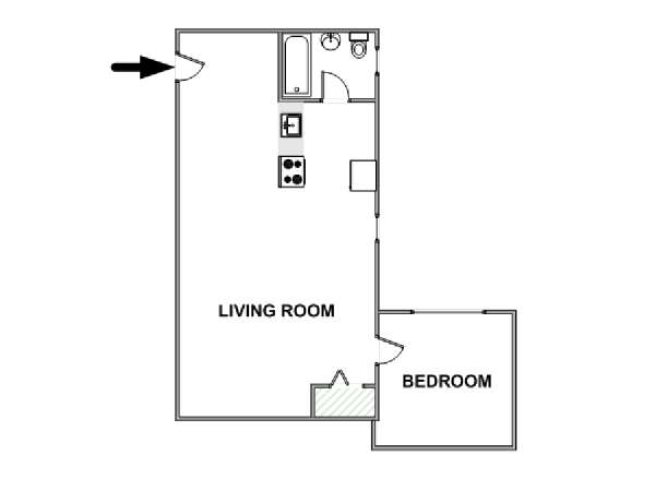 New York 1 Camera da letto appartamento - piantina approssimativa dell' appartamento  (NY-8684)