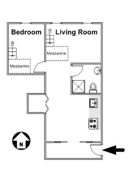 New York 1 Bedroom - Loft apartment - apartment layout  (NY-8901)