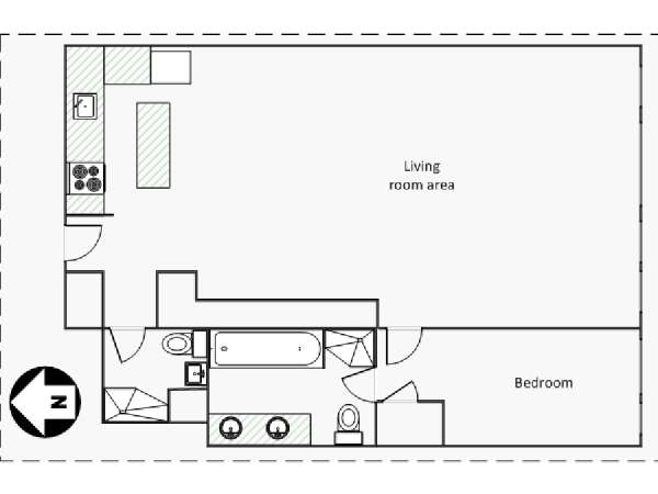 New York 1 Camera da letto - Loft appartamento - piantina approssimativa dell' appartamento  (NY-9067)