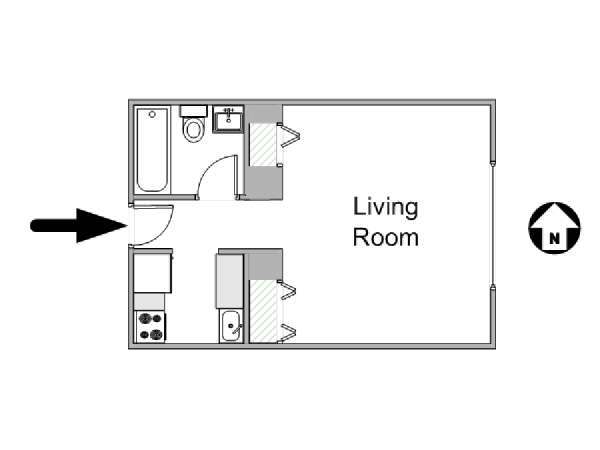 New York Monolocale appartamento - piantina approssimativa dell' appartamento  (NY-9232)