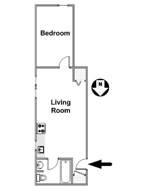 New York 1 Bedroom apartment - apartment layout  (NY-9605)