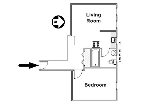 New York 1 Bedroom apartment - apartment layout  (NY-9726)