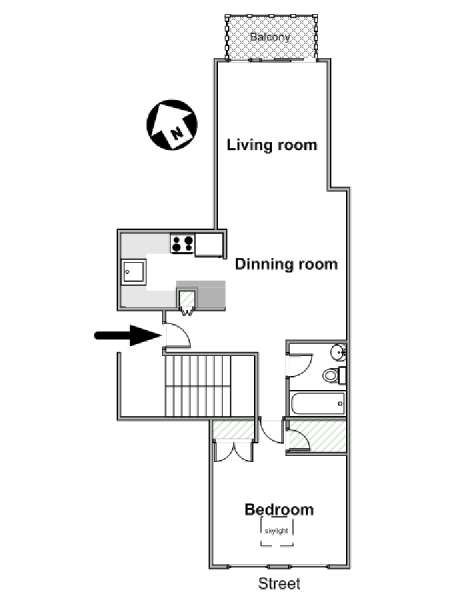 New York 2 Zimmer wohnungsvermietung - layout  (NY-9734)