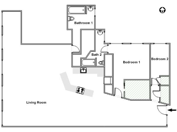 New York 2 Camere da letto - Loft appartamento - piantina approssimativa dell' appartamento  (NY-9772)