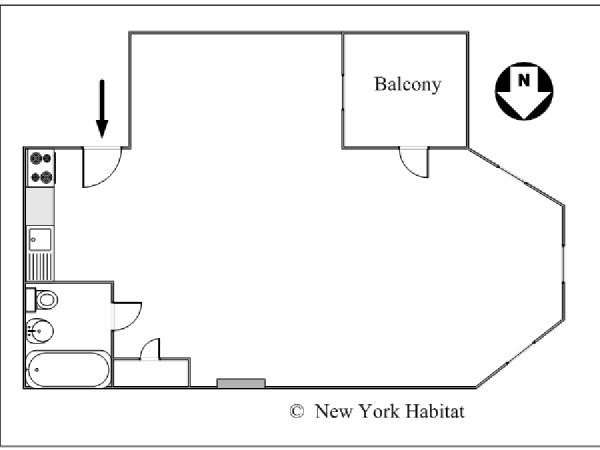 New York Grande monolocale appartamento - piantina approssimativa dell' appartamento  (NY-9843)