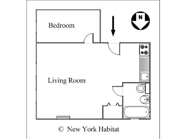 New York 2 Zimmer wohnungsvermietung - layout  (NY-9848)