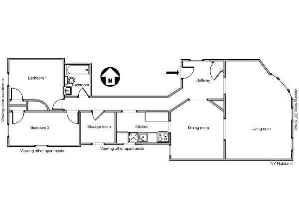 New York 2 Bedroom accommodation - apartment layout  (NY-9895)