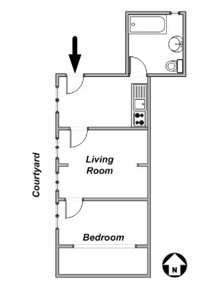Paris 1 Bedroom apartment - apartment layout  (PA-336)