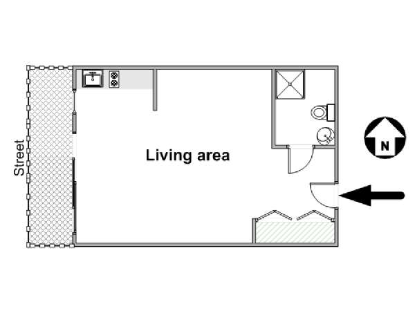 Paris Alcove Studio apartment - apartment layout  (PA-465)