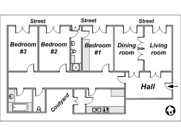 Paris 4 Zimmer ferienwohnung - layout  (PA-791)