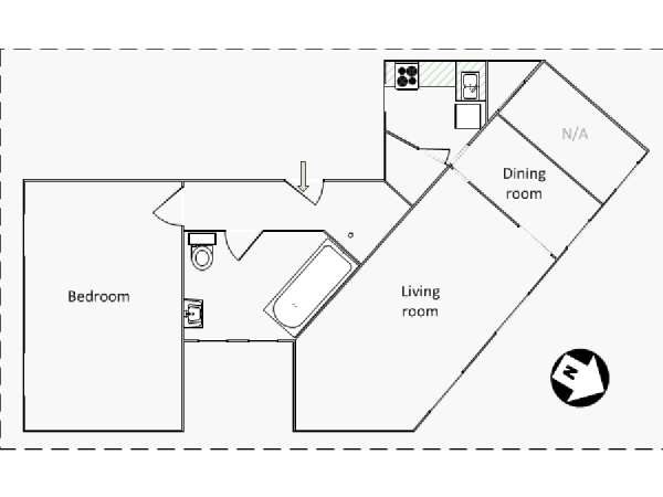 Paris 1 Bedroom apartment - apartment layout  (PA-817)