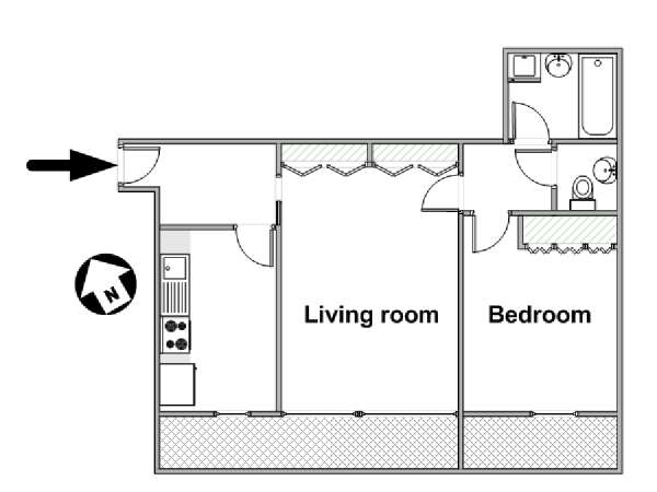 Parigi 1 Camera da letto appartamento - piantina approssimativa dell' appartamento  (PA-839)