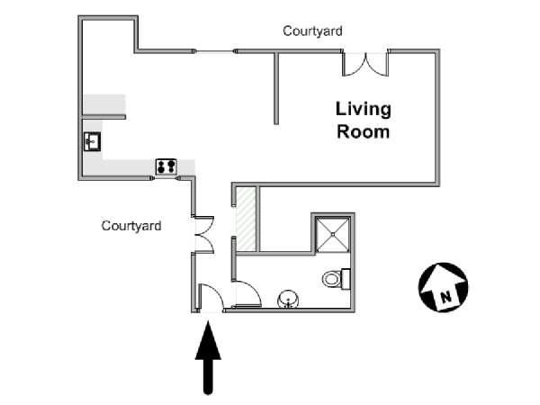 Paris Alcove Studio apartment - apartment layout  (PA-879)