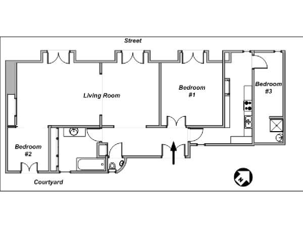 Paris 4 Zimmer ferienwohnung - layout  (PA-1087)