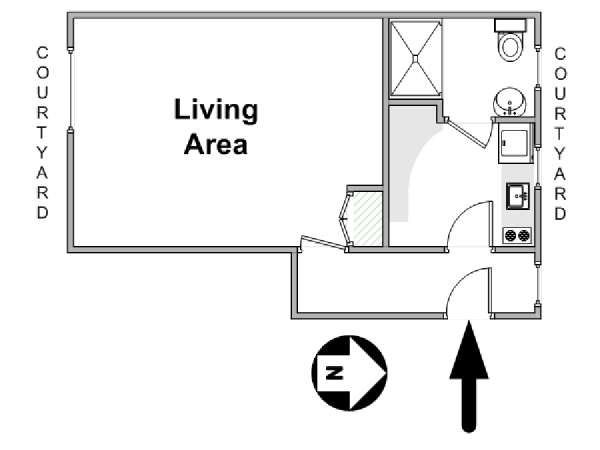 Paris Studio T1 logement location appartement - plan schématique  (PA-1311)