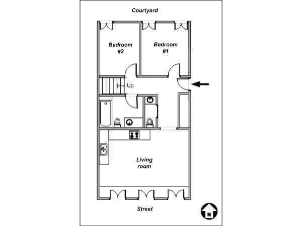 Parigi 3 Camere da letto - Duplex appartamento - piantina approssimativa dell' appartamento 1 (PA-1332)