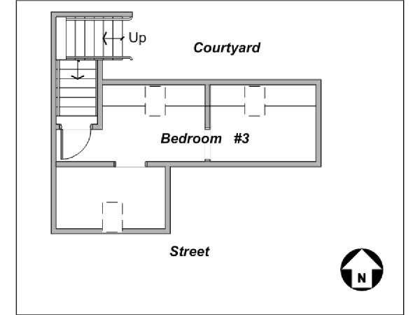 Paris 3 Bedroom - Duplex apartment - apartment layout 2 (PA-1332)