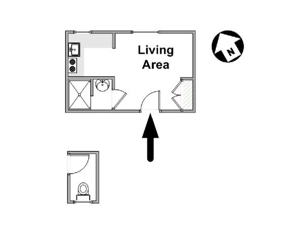 Parigi Monolocale appartamento - piantina approssimativa dell' appartamento  (PA-1355)