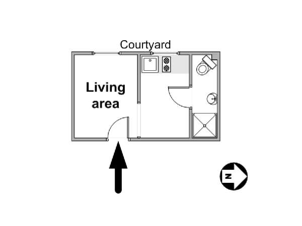 Paris Alcove Studio apartment - apartment layout  (PA-1373)