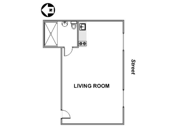 Paris Studio T1 logement location appartement - plan schématique  (PA-1459)