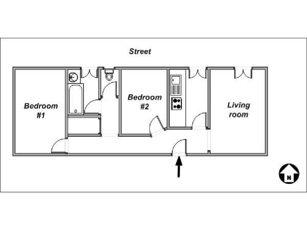 Parigi 2 Camere da letto appartamento - piantina approssimativa dell' appartamento  (PA-1504)