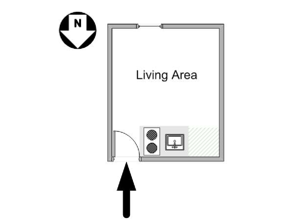 Paris Studio T1 logement location appartement - plan schématique  (PA-1565)