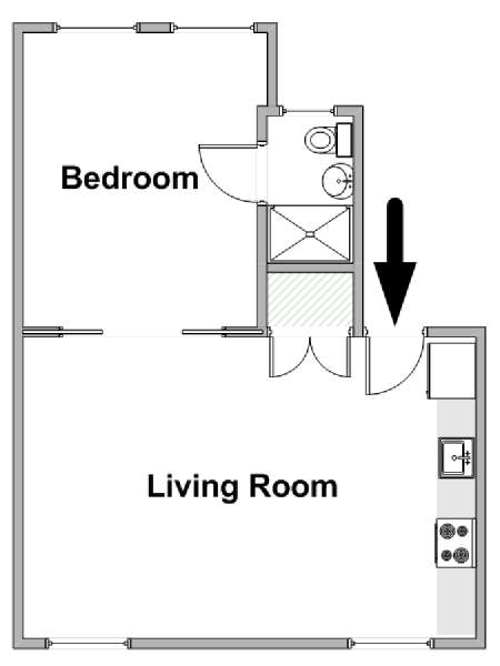Parigi 1 Camera da letto - Loft appartamento casa vacanze - piantina approssimativa dell' appartamento  (PA-1632)