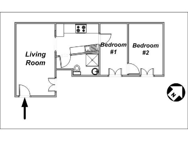 Paris 2 Bedroom apartment - apartment layout  (PA-1682)