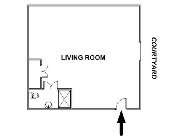 Paris Studio T1 logement location appartement - plan schématique  (PA-1690)