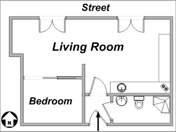 Paris 1 Bedroom apartment - apartment layout  (PA-1707)
