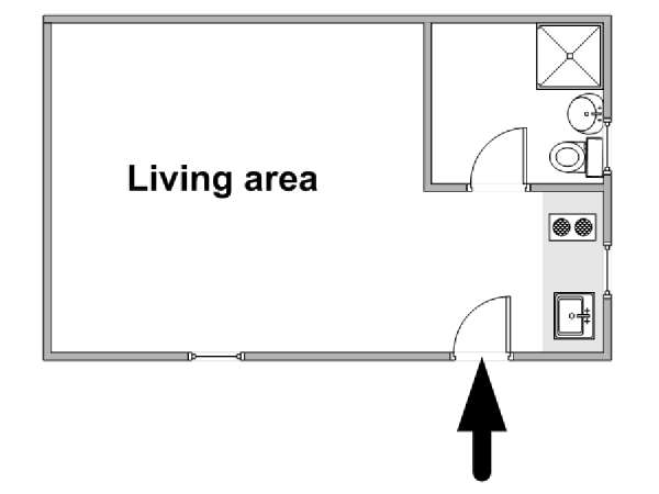 Paris Studio T1 logement location appartement - plan schématique  (PA-1728)