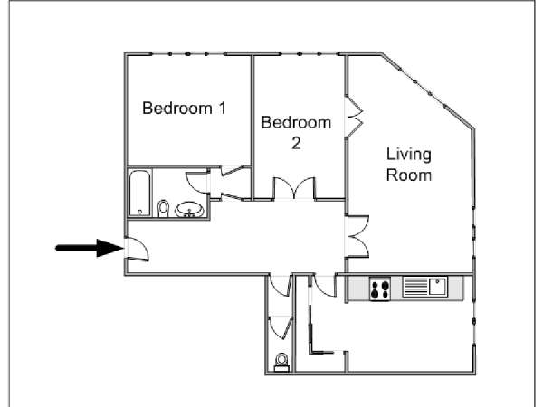 Paris 2 Bedroom apartment - apartment layout  (PA-1747)