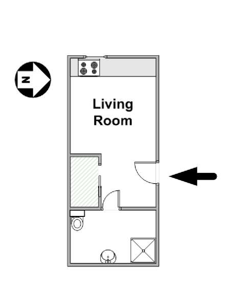 Paris Studio T1 logement location appartement - plan schématique  (PA-2038)