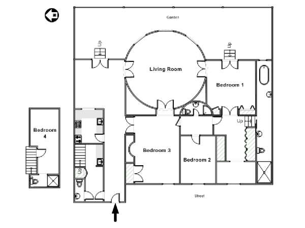 Paris 4 Bedroom accommodation - apartment layout  (PA-2100)