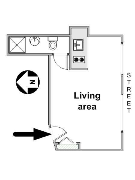 Paris Studio T1 logement location appartement - plan schématique  (PA-2104)