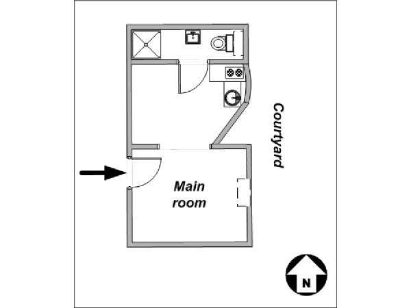 Parigi Monolocale appartamento - piantina approssimativa dell' appartamento  (PA-2114)