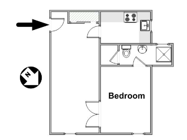 Parigi 1 Camera da letto appartamento - piantina approssimativa dell' appartamento  (PA-2124)