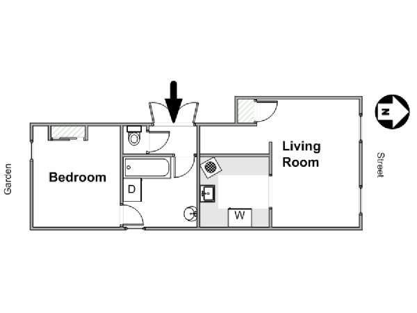 Parigi 1 Camera da letto appartamento - piantina approssimativa dell' appartamento  (PA-2165)