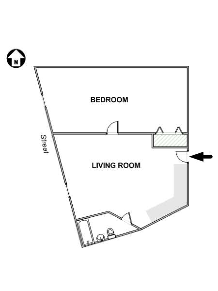 Parigi 1 Camera da letto appartamento - piantina approssimativa dell' appartamento  (PA-2185)