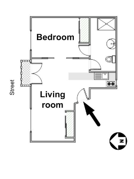 Parigi 1 Camera da letto appartamento - piantina approssimativa dell' appartamento  (PA-2286)