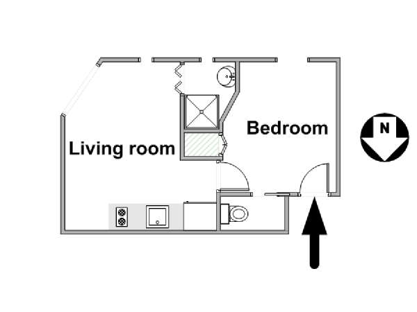 Parigi 1 Camera da letto appartamento - piantina approssimativa dell' appartamento  (PA-2289)