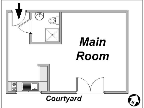 Paris Studio apartment - apartment layout  (PA-2315)