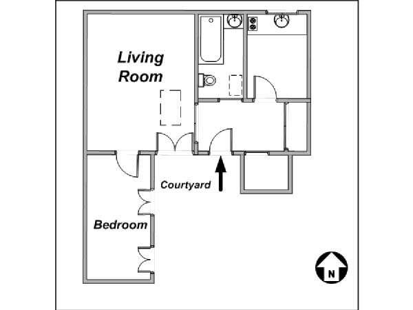 Paris 1 Bedroom apartment - apartment layout  (PA-2333)
