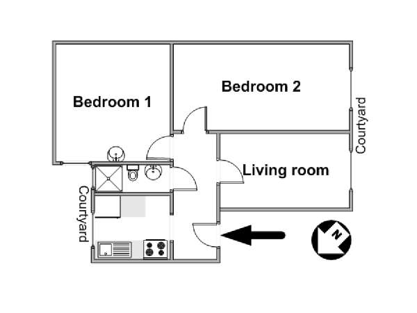 Paris T3 appartement location vacances - plan schématique  (PA-2335)
