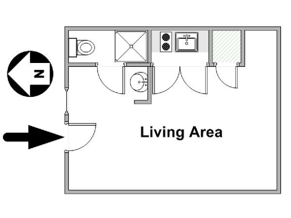 Parigi Monolocale appartamento - piantina approssimativa dell' appartamento  (PA-2411)